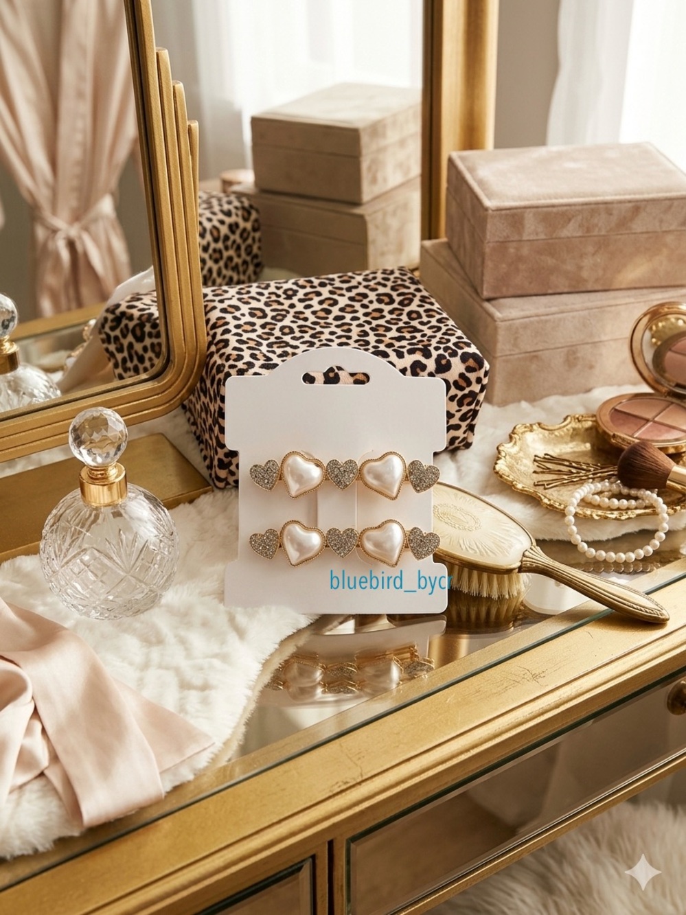 Gold-Tone Heart Pearl Drop Hair Pin- Pearls Accent